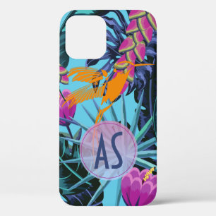 Monogramm Tropisches Blattwerk Hummingbird Case-Mate iPhone Hülle