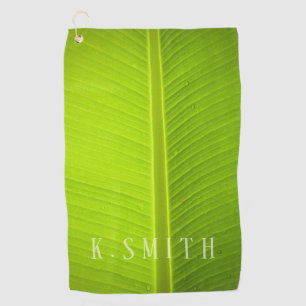 Monogramm tropisches grünes Bananenblatt Golfhandtuch