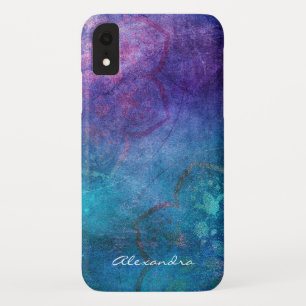 Monogramm-Turquoise und grüne Lotus-Blume Case-Mate iPhone Hülle