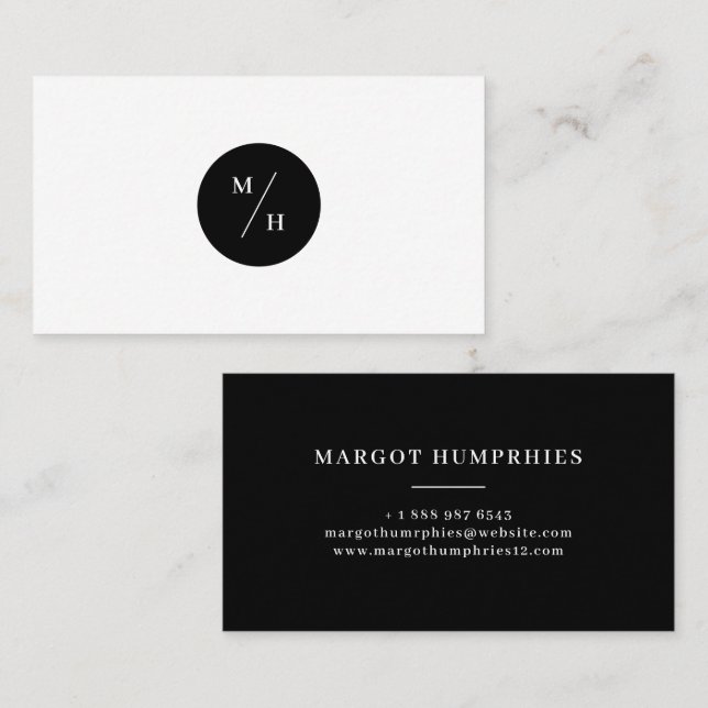 Monogramm Typografie in Schwarz und Weiß Visitenkarte (Vorne/Hinten)
