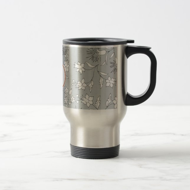 Monogramm u. Blumen Reisebecher (Rechts)