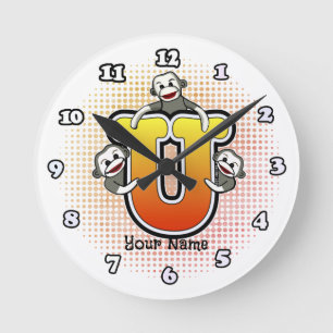 Monogramm U Sock Monkey Uhr
