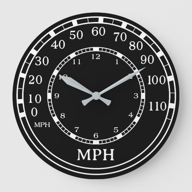 Monogramm-Uhr für das Black-Speedometer Große Wanduhr (Vorderseite)