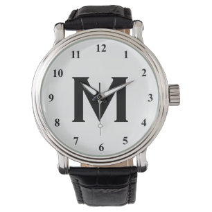 Monogramm-Uhren in Schwarzweiß Anpassbar Armbanduhr