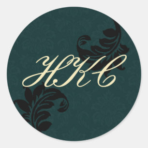 Monogramm-Umschlag Aufkleber Schwarz und Elfenbein