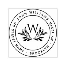 Monogramm und Blätter Erste Rücksendeadresse