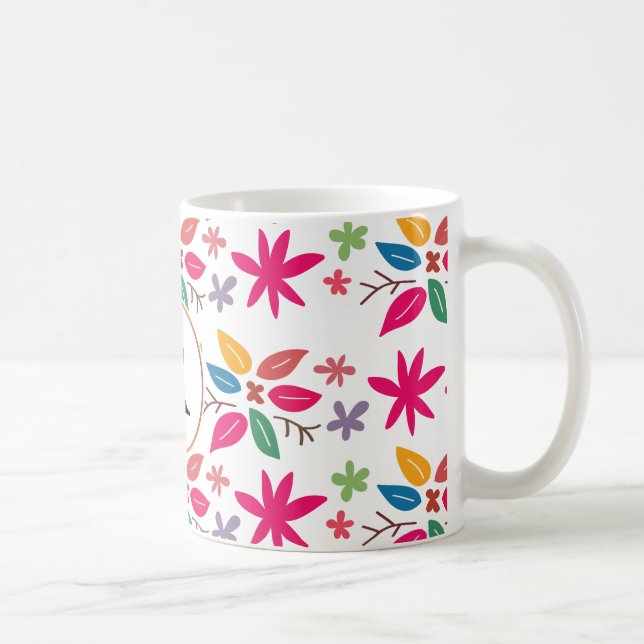 Monogramm und Blätter Kaffeetasse (Rechts)