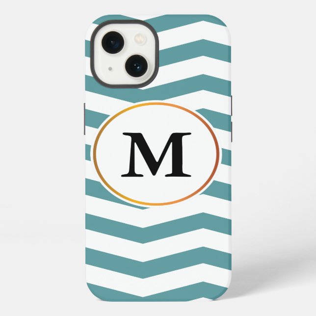 Monogramm- und Chevron-Muster iPhone Hülle (Rückseite)