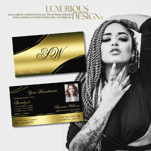 Monogramm und Foto der klassischen schwarzen, gekr Visitenkarte