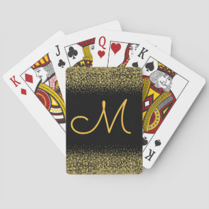 Monogramm und Gold-Glitzer Spielkarten