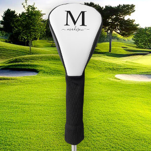 Monogramm und Kalligrafie Schwarz und Weiß Golf Headcover