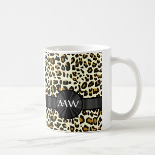 Monogramm und Leoparddruck Kaffeetasse