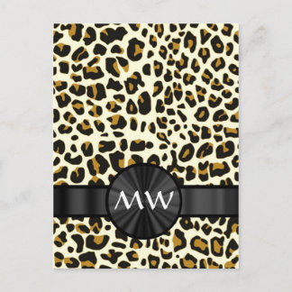 Monogramm und Leoparddruck Postkarte