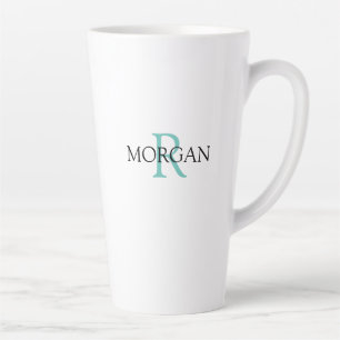 Monogramm und Name, Aquamarin und schwarz personal Milchtasse