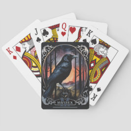 Monogramm und Name Crow-Aquarellfarbstil Spielkarten