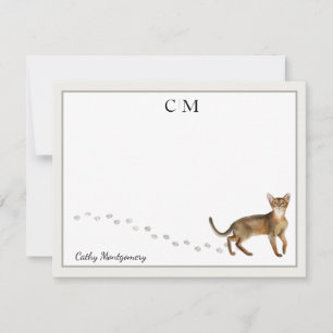 Monogramm und Name der abyssinianischen Katze an d Mitteilungskarte