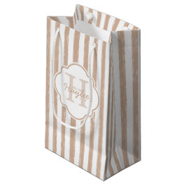 Monogramm und Name der gefärbten Tan-Streifen Kleine Geschenktüte