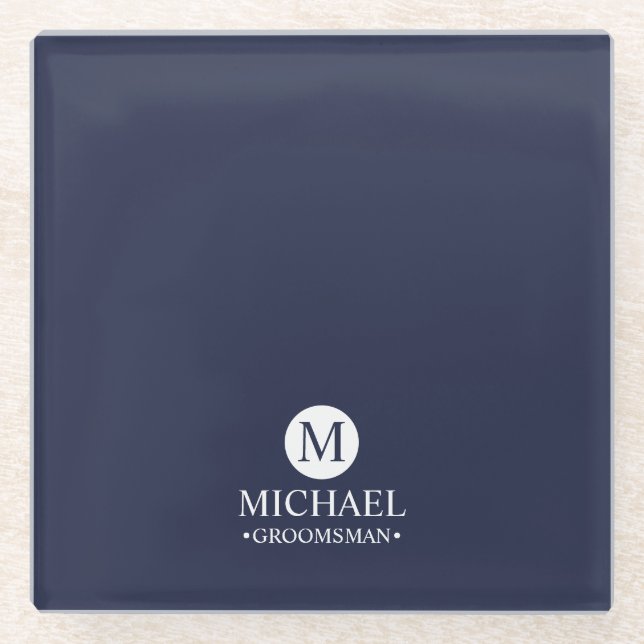 Monogramm und Name der klassischen Personalisierte Glasuntersetzer (Vorderseite)