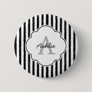 Monogramm und Name der lässigen schwarzen gestrich Button