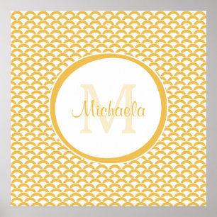 Monogramm und Name der modernen gelben und weißen  Poster