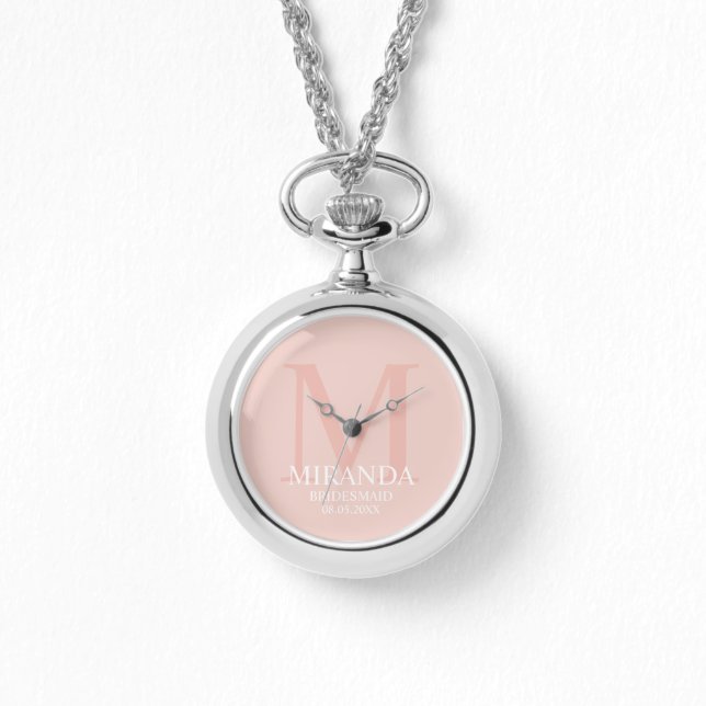 Monogramm und Name der personalisierten Bridesmaid Armbanduhr (Vorderseite)