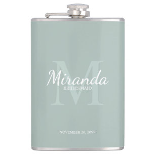 Monogramm und Name der personalisierten Bridesmaid Flachmann