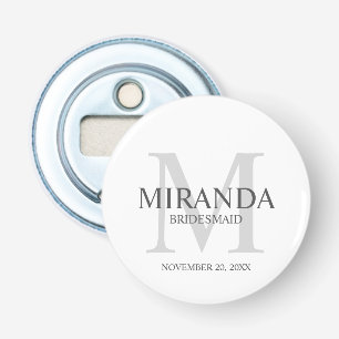 Monogramm und Name der personalisierten Bridesmaid Flaschenöffner
