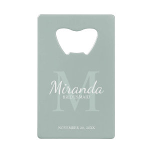 Monogramm und Name der personalisierten Bridesmaid Geldbeutel Flaschenöffner