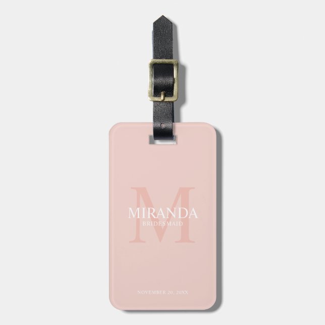 Monogramm und Name der personalisierten Bridesmaid Gepäckanhänger (Vorderseite vertikal)