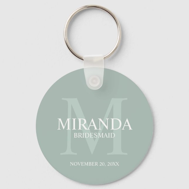 Monogramm und Name der personalisierten Bridesmaid Schlüsselanhänger (Vorderseite)