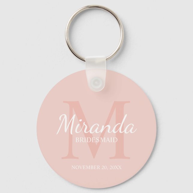 Monogramm und Name der personalisierten Bridesmaid Schlüsselanhänger (Vorderseite)