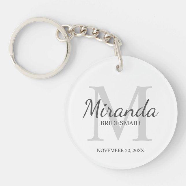Monogramm und Name der personalisierten Bridesmaid Schlüsselanhänger (Vorderseite)