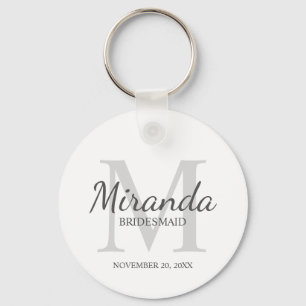 Monogramm und Name der personalisierten Bridesmaid Schlüsselanhänger