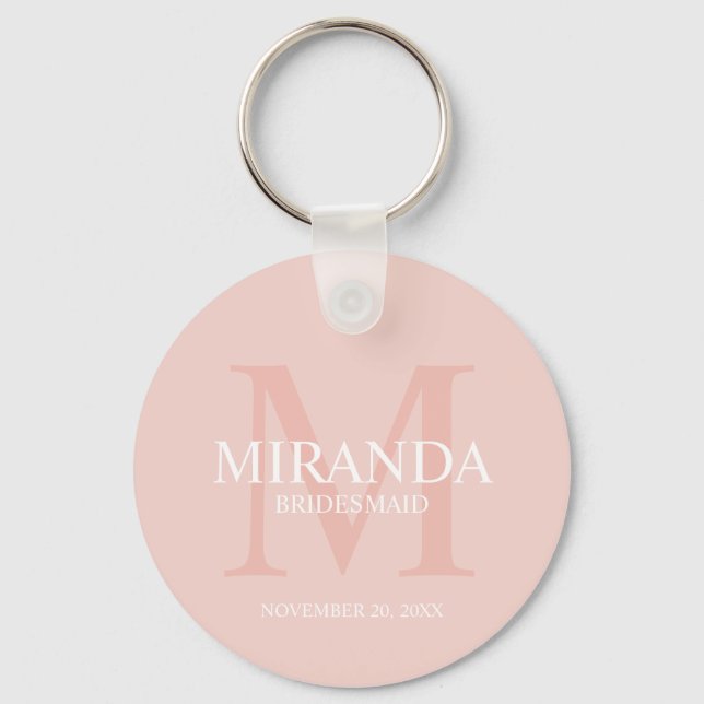 Monogramm und Name der personalisierten Bridesmaid Schlüsselanhänger (Vorderseite)