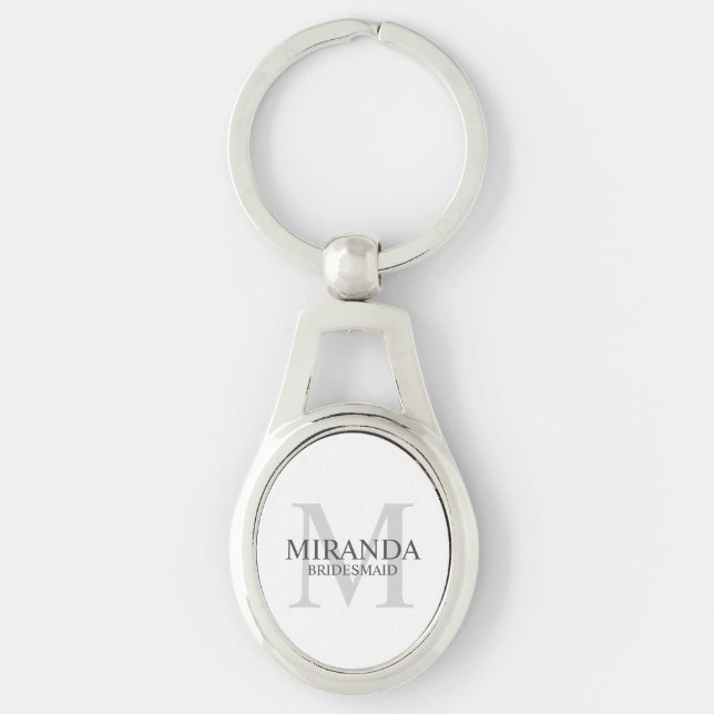 Monogramm und Name der personalisierten Bridesmaid Schlüsselanhänger (Vorderseite)