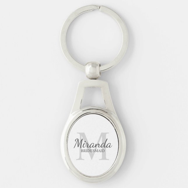 Monogramm und Name der personalisierten Bridesmaid Schlüsselanhänger (Vorderseite)