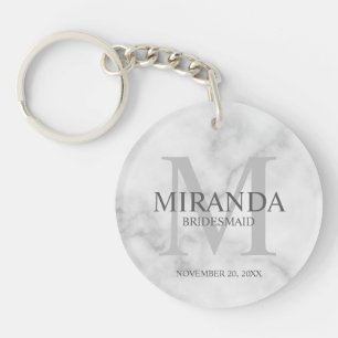 Monogramm und Name der personalisierten Bridesmaid Schlüsselanhänger