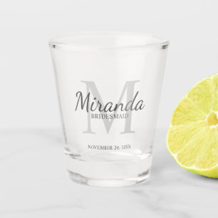 Monogramm und Name der personalisierten Bridesmaid Schnapsglas