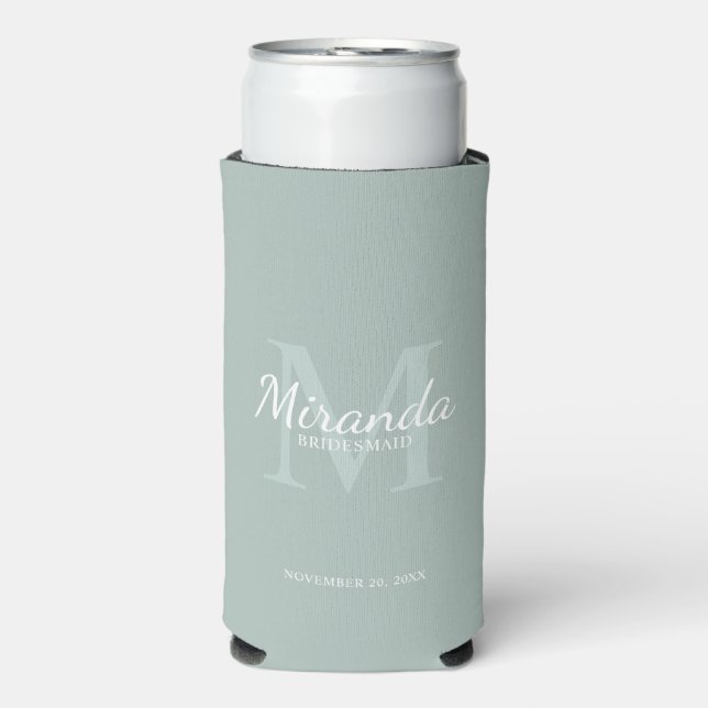 Monogramm und Name der personalisierten Bridesmaid Selters Dosenkühler (Seltzer Vorderseite)