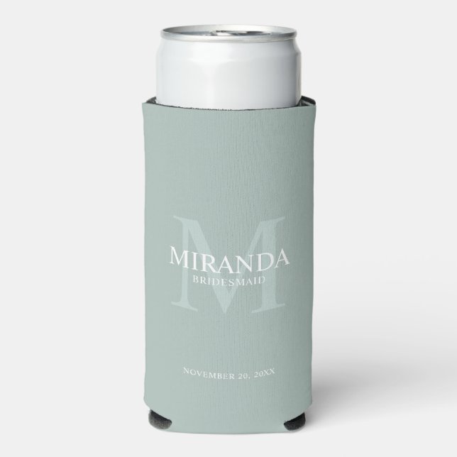 Monogramm und Name der personalisierten Bridesmaid Selters Dosenkühler (Seltzer Vorderseite)