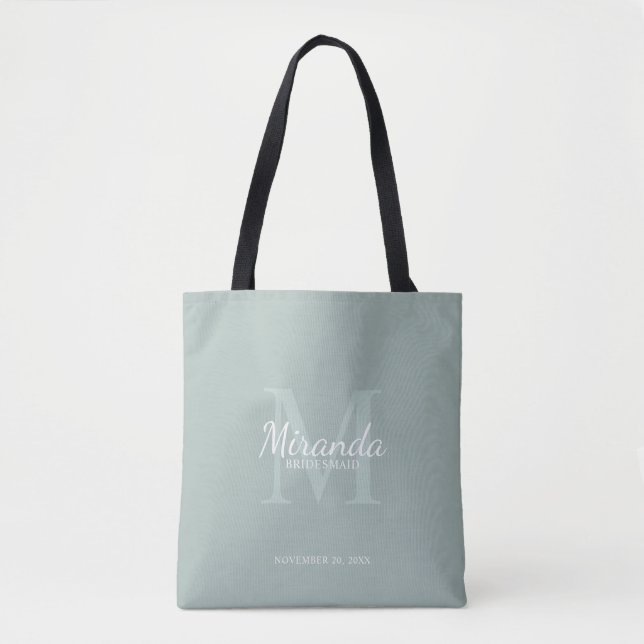Monogramm und Name der personalisierten Bridesmaid Tasche (Vorderseite)