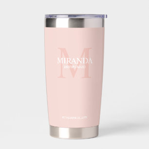 Monogramm und Name der personalisierten Bridesmaid Thermobecher