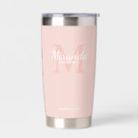 Monogramm und Name der personalisierten Bridesmaid Thermobecher<br><div class="desc">Personalisierte Bridesmaids Geschenke sind mit dem personalisierten Namen der Brautjungfrau im Stil eines Schriftartes mit weißer Schrift und Monogramm im klassischen, rosa Serif-Schriftart-Stil als Hintergrund mit dem Titel und dem Hochzeitstermin im klassischen, weißen Serif-Schriftart-Stil auf rot-rosa Hintergrund ausgestattet. Auch perfekt für Trauzeugin, Blume Mädchen, Mutter der Braut und mehr.</div>