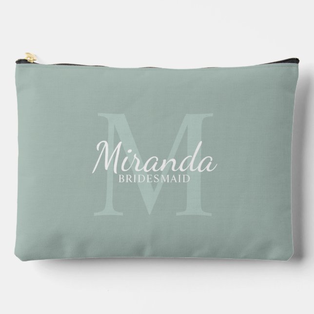 Monogramm und Name der personalisierten Bridesmaid Zubehörtasche (Vorderseite)