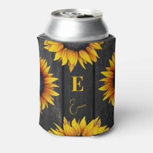 Monogramm und Name der Sonnenblume personalisiert Dosenkühler