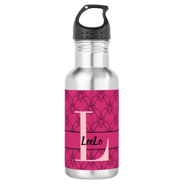 Monogramm und Name der Wasserflasche Edelstahlflasche (Vorderseite)