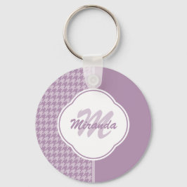 Monogramm und Name des hübschen Lila Hahnentrittmu Schlüsselanhänger