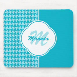 Monogramm und Name des modernen türkisfarbenen Hah Mousepad