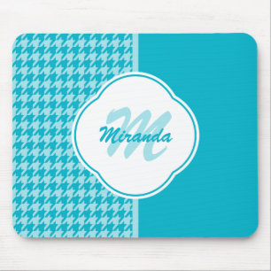 Monogramm und Name des modernen türkisfarbenen Hah Mousepad