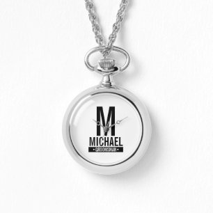 Monogramm und Name des personalisierten Trauzeugen Armbanduhr